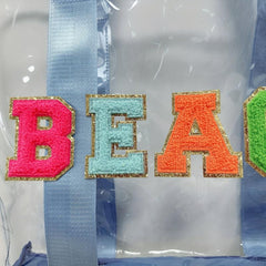 Chenille Letter Patch Bag All Match Transparent Tote Beach Bag