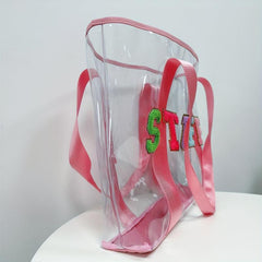 Chenille Letter Patch Bag All Match Transparent Tote Beach Bag