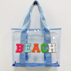 Chenille Letter Patch Bag All Match Transparent Tote Beach Bag
