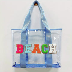 Chenille Letter Patch Bag All Match Transparent Tote Beach Bag