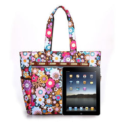 Floral Pattern Nylon Tote Bag Large Capacity Shoulder Bag for Shopping & Travel