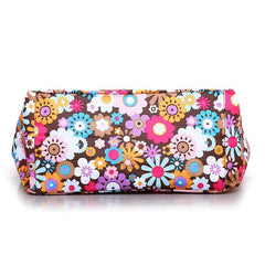 Floral Pattern Nylon Tote Bag Large Capacity Shoulder Bag for Shopping & Travel