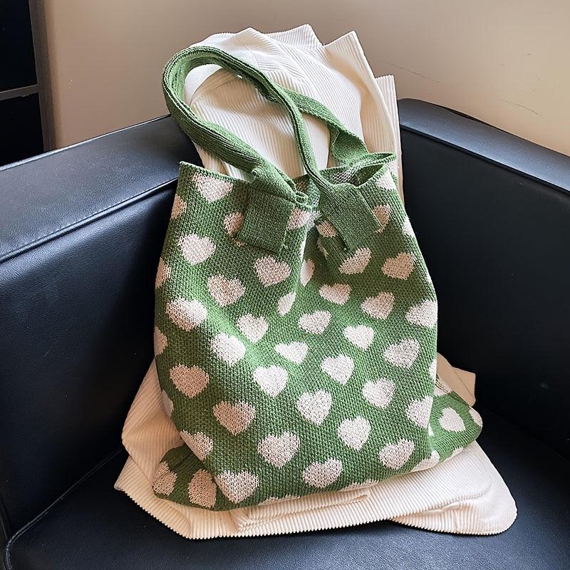 Love Pattern Shoulder Bag Handbag Women's Stylish Crochet Bag