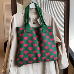 Love Pattern Shoulder Bag Handbag Women's Stylish Crochet Bag