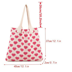 Love Pattern Shoulder Bag Handbag Women's Stylish Crochet Bag