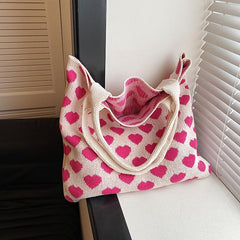 Love Pattern Shoulder Bag Handbag Women's Stylish Crochet Bag