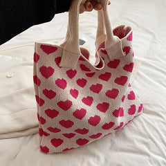 Love Pattern Shoulder Bag Handbag Women's Stylish Crochet Bag