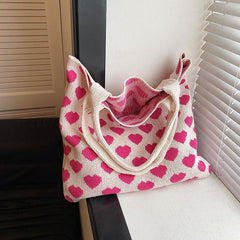 Love Pattern Shoulder Bag Handbag Women's Stylish Crochet Bag