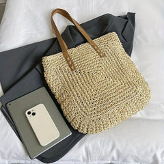 Straw Woven Summer Tote Bag Beach Shoulder Women's Handbag