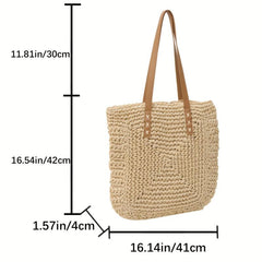 Straw Woven Summer Tote Bag Beach Shoulder Women's Handbag