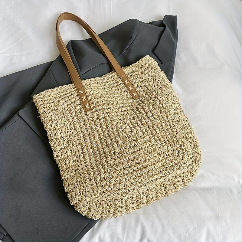 Straw Woven Summer Tote Bag Beach Shoulder Women's Handbag