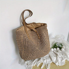 Straw Woven Summer Tote Bag Beach Shoulder Women's Handbag