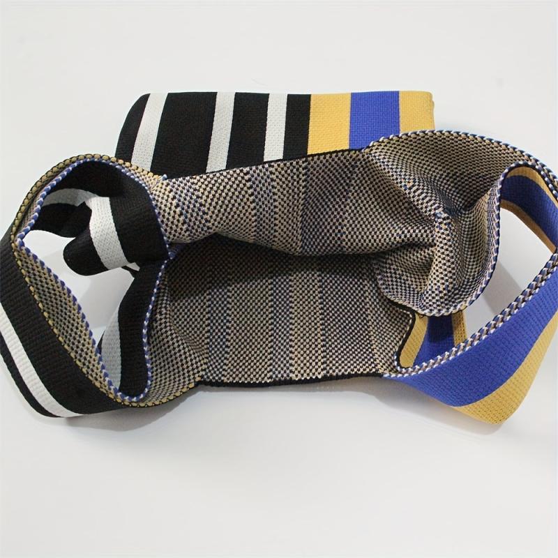 Striped Print Multicolored Knitted Casual Handbag Large Capacity