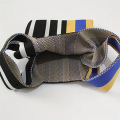 Striped Print Multicolored Knitted Casual Handbag Large Capacity