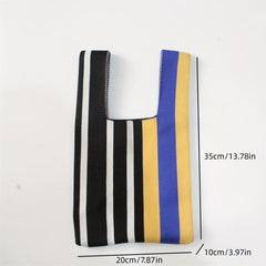 Striped Print Multicolored Knitted Casual Handbag Large Capacity