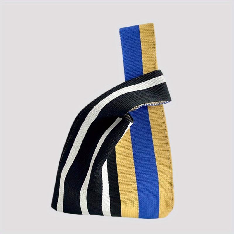 Striped Print Multicolored Knitted Casual Handbag Large Capacity