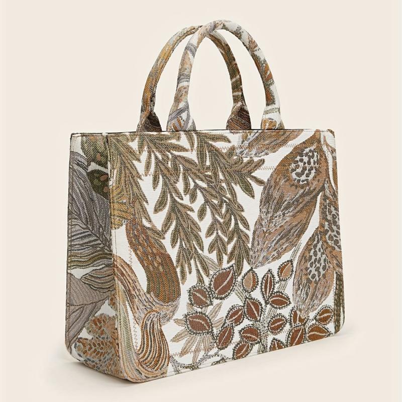 Vintage Flower Embroidery Tote Bag Classic Handbag For Wor
