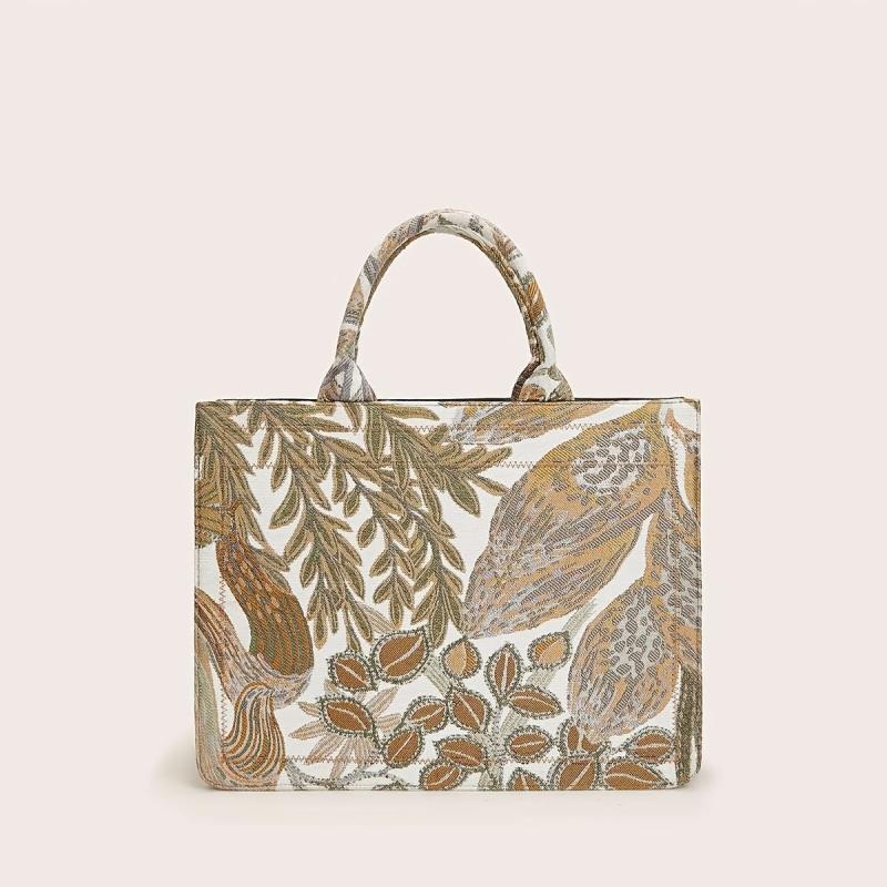 Vintage Flower Embroidery Tote Bag Classic Handbag For Wor
