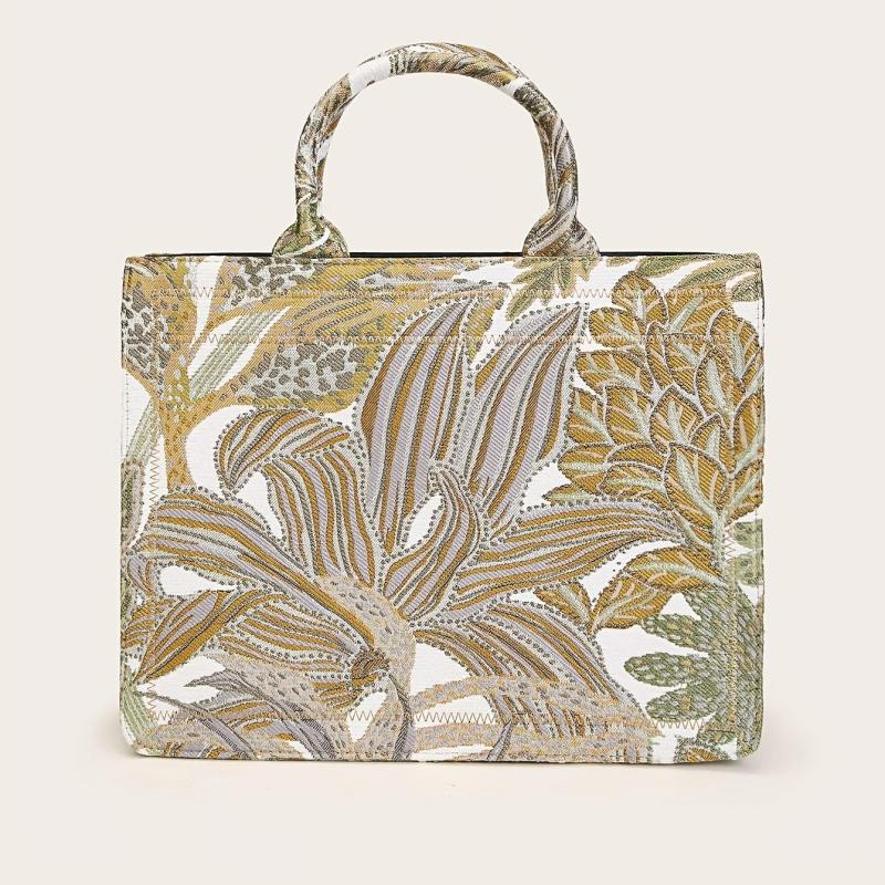 Vintage Flower Embroidery Tote Bag Classic Handbag For Wor