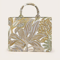 Vintage Flower Embroidery Tote Bag Classic Handbag For Wor