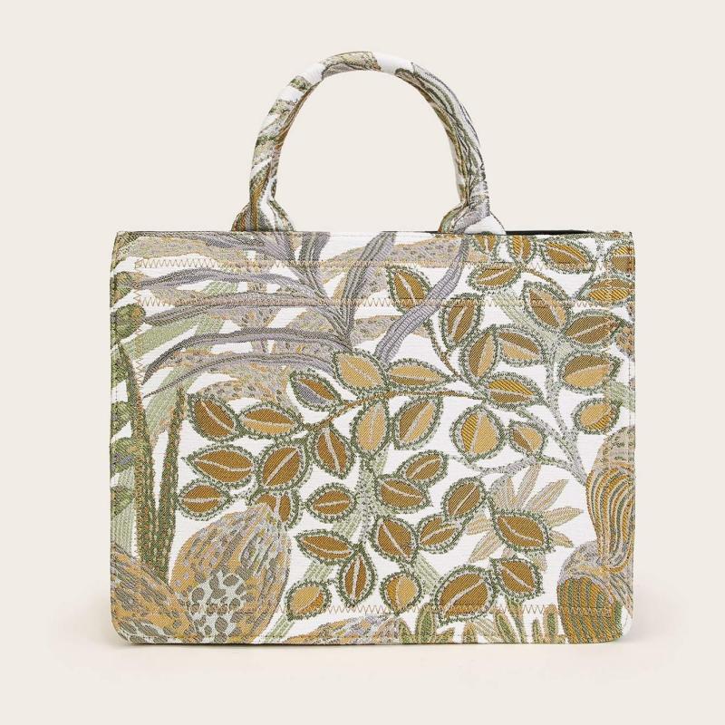 Vintage Flower Embroidery Tote Bag Classic Handbag For Wor
