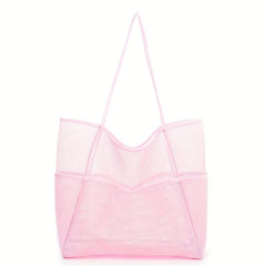 Large Capacity Mesh Tote Bag Waterproof Storage Shoulder Bag
