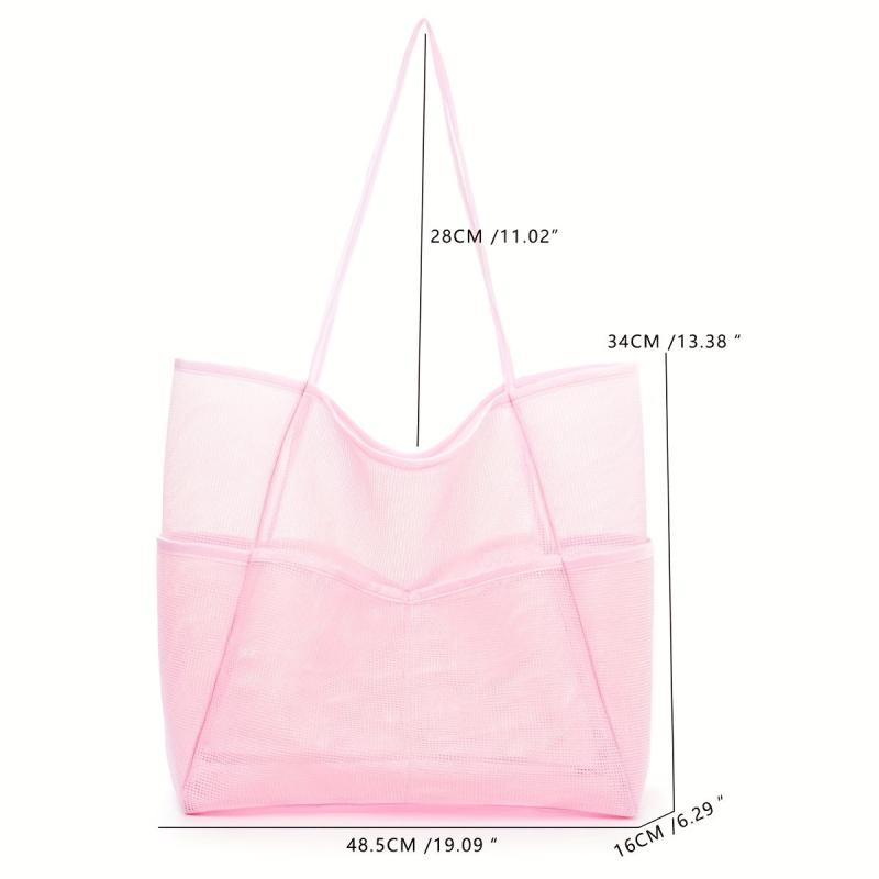 Large Capacity Mesh Tote Bag Waterproof Storage Shoulder Bag