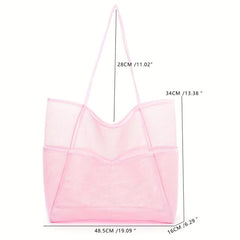 Large Capacity Mesh Tote Bag Waterproof Storage Shoulder Bag