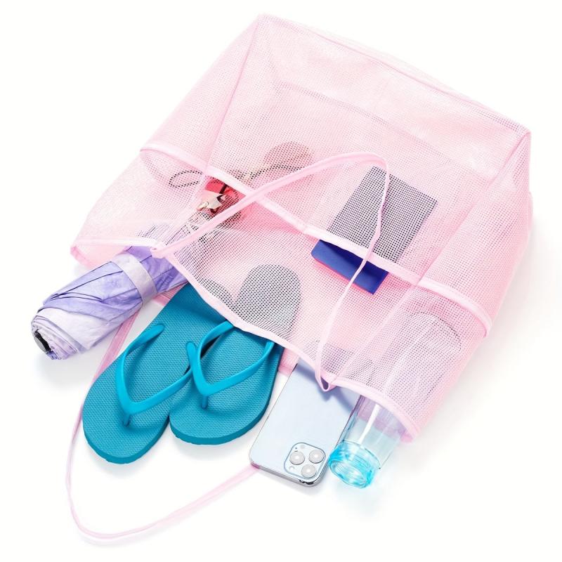 Large Capacity Mesh Tote Bag Waterproof Storage Shoulder Bag