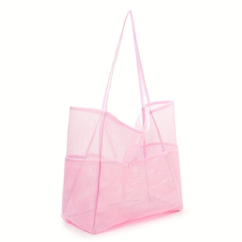 Large Capacity Mesh Tote Bag Waterproof Storage Shoulder Bag
