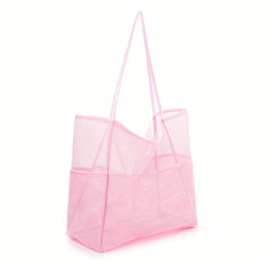 Large Capacity Mesh Tote Bag Waterproof Storage Shoulder Bag