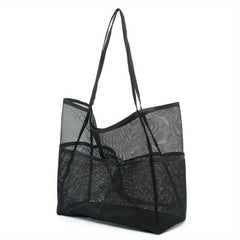 Large Capacity Mesh Tote Bag Waterproof Storage Shoulder Bag