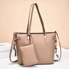 Women's Faux Leather Tote Bag Set Work Large Capacity Classic Bags