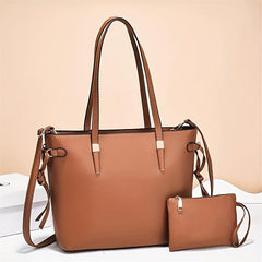 Women's Faux Leather Tote Bag Set Work Large Capacity Classic Bags