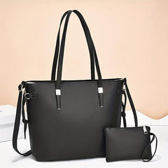 Women's Faux Leather Tote Bag Set Work Large Capacity Classic Bags