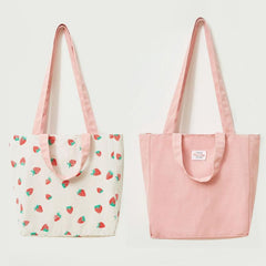Summer Fruit Print Tote Bag Canvas Shoulder Bag Portable Storage Bag