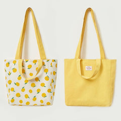 Summer Fruit Print Tote Bag Canvas Shoulder Bag Portable Storage Bag