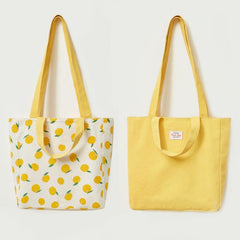 Summer Fruit Print Tote Bag Canvas Shoulder Bag Portable Storage Bag