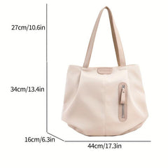 Large Capacity Ruched Shoulder Bag for Work & Shopping
