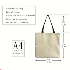 Mushroom Pattern Linen Shopper Bag Portable Shoulder Bag