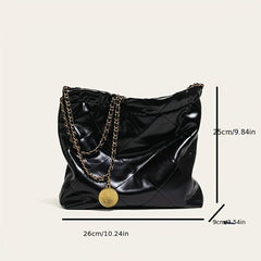 Argyle Pattern Shoulder Bag Solid Tote Chain Bag for Work
