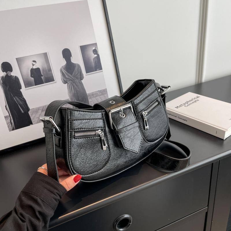Y2K Women's Underarm Bag with Buckle Zipper