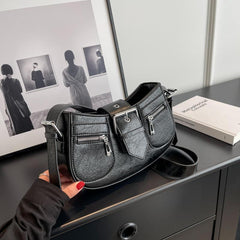 Y2K Women's Underarm Bag with Buckle Zipper