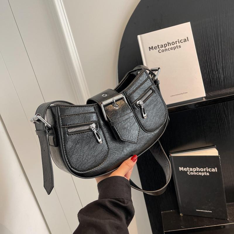Y2K Women's Underarm Bag with Buckle Zipper