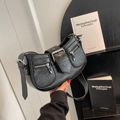 Y2K Women's Underarm Bag with Buckle Zipper