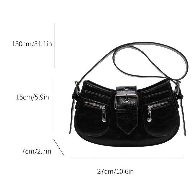 Y2K Women's Underarm Bag with Buckle Zipper