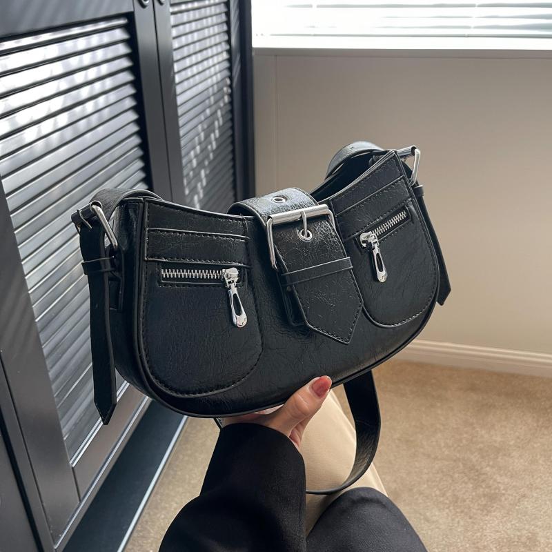 Y2K Women's Underarm Bag with Buckle Zipper