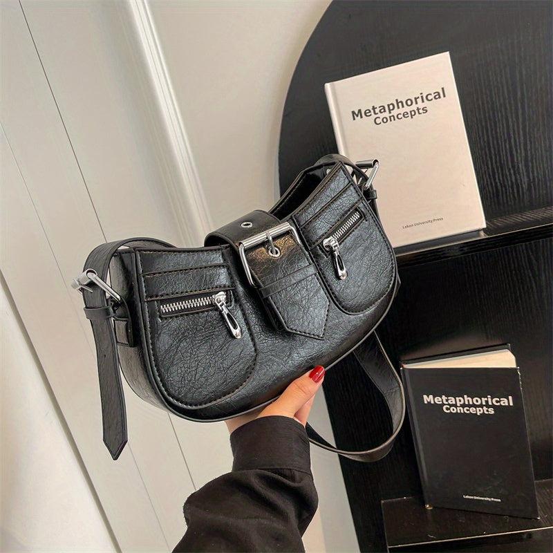 Y2K Women's Underarm Bag with Buckle Zipper