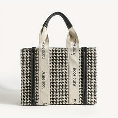 Argyle Pattern Tote Bag Classic Print Shoulder Bag Women's