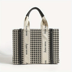 Argyle Pattern Tote Bag Classic Print Shoulder Bag Women's